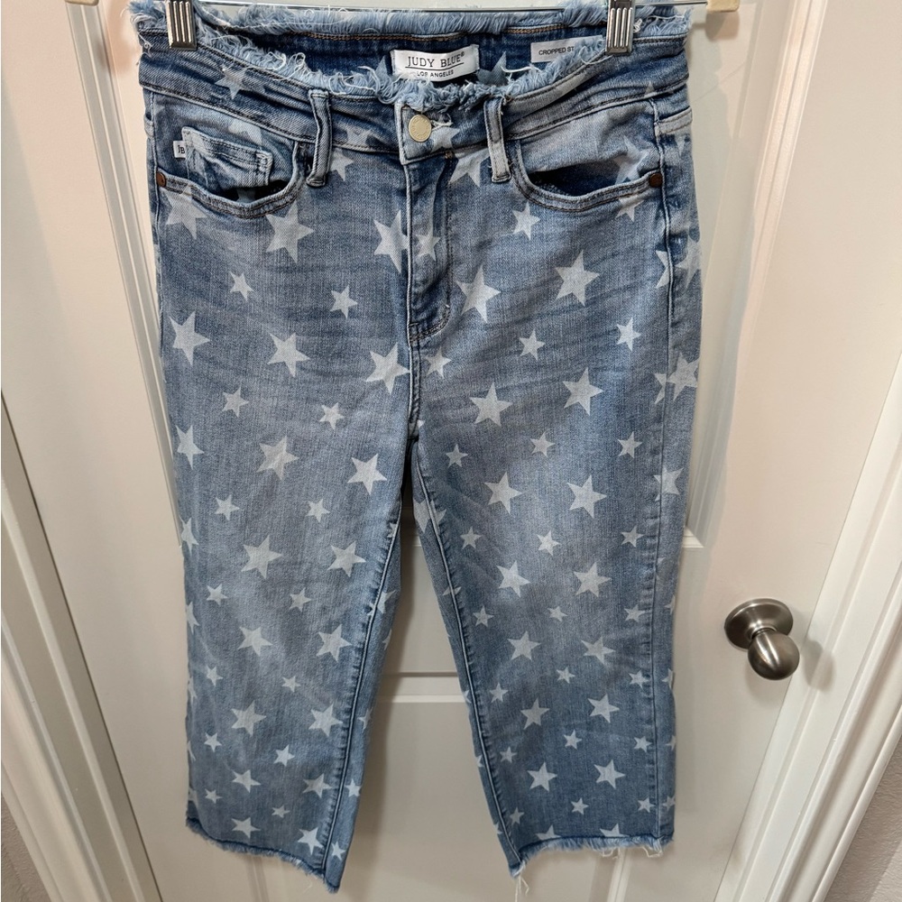 Judy Blue Starry Light Blue Cropped Jeans - Picture 7 of 8